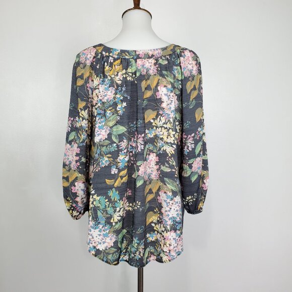 LC Lauren Conrad Watercolor Floral Feminine Peasant Pullover Top Blouse Size S - Picture 7 of 13